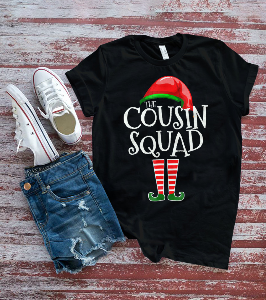 The Cousin Squad Elf Hat And Striped Legs T-Shirt