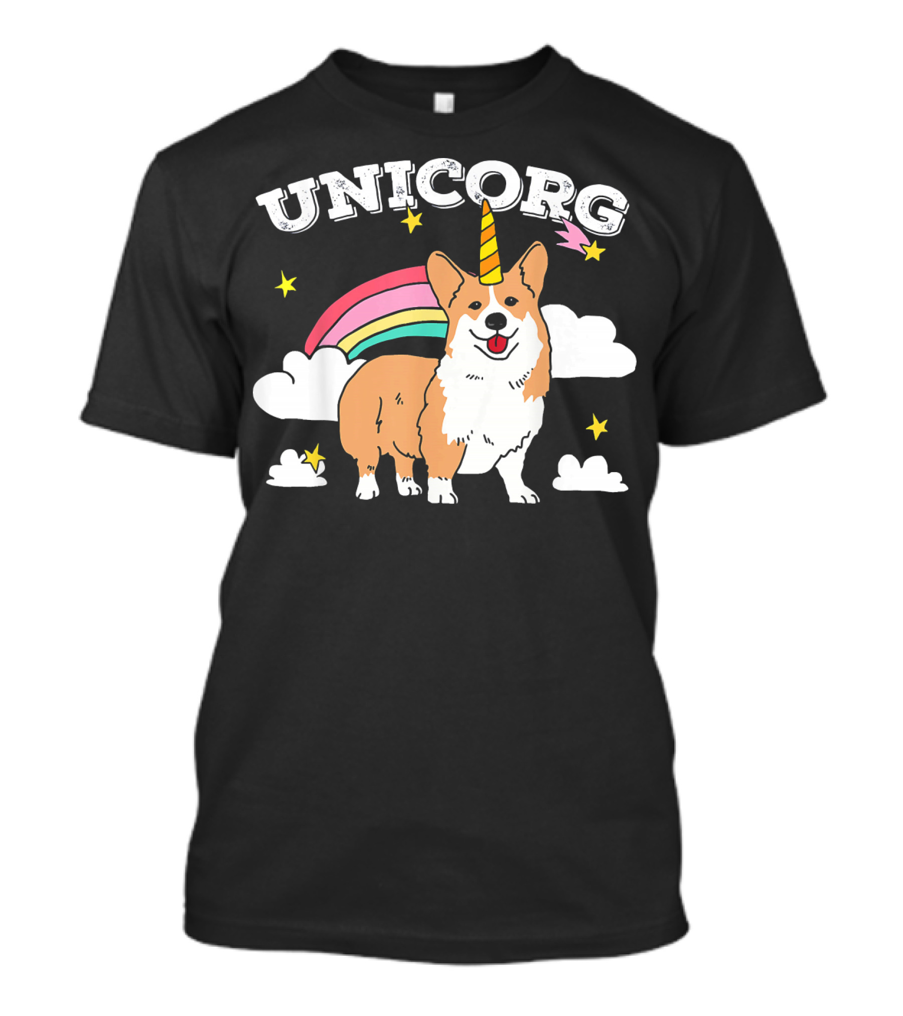 Unicorg Rainbow Unicorn Corgi With Stars And Clouds Birthday T-Shirt
