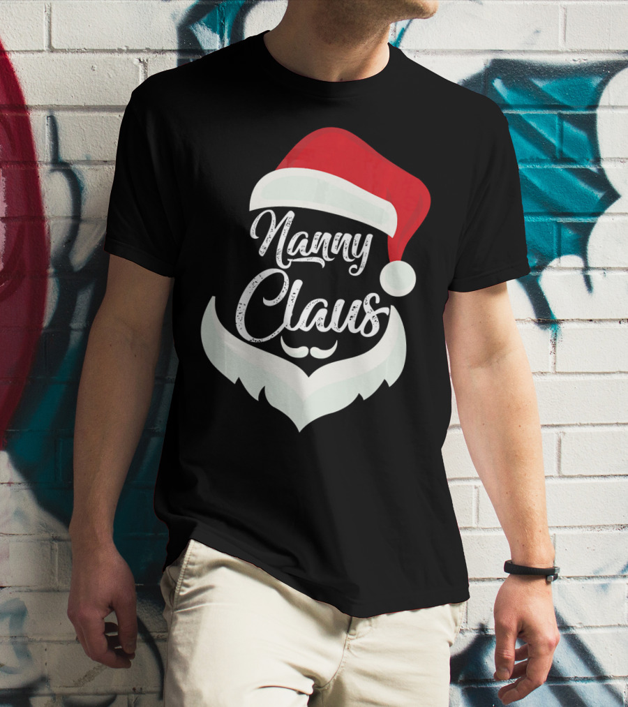 Nanny Claus Santa Hat And Beard Christmas T-Shirt