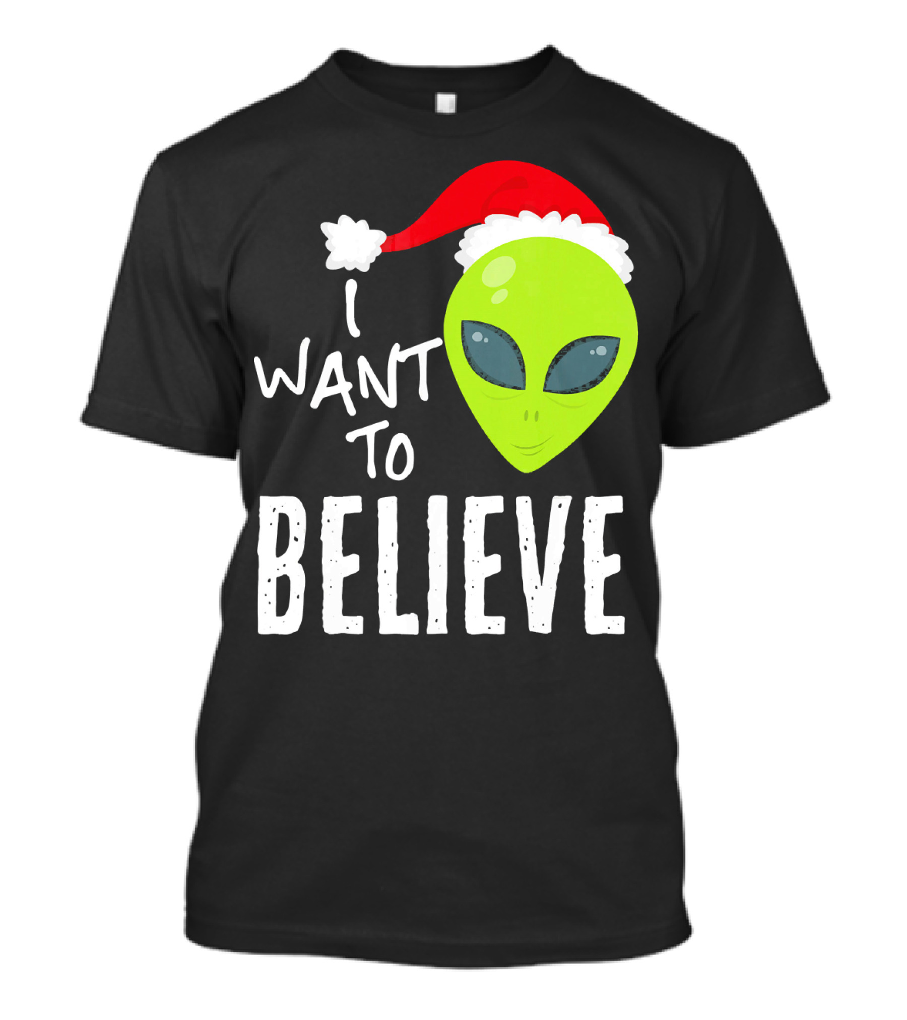 I Want To Believe Alien Santa Hat Christmas UFO T-Shirt