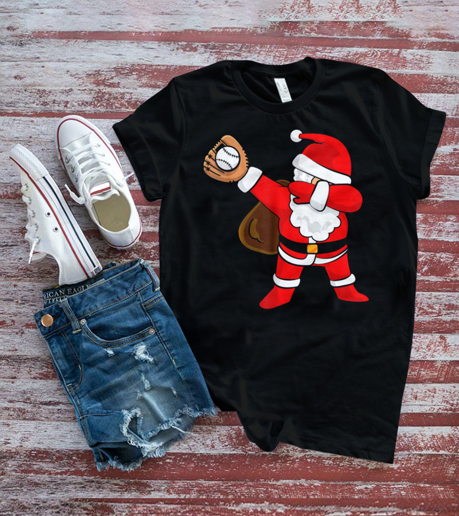Santa Dabbing With Baseball Glove T-Shirt