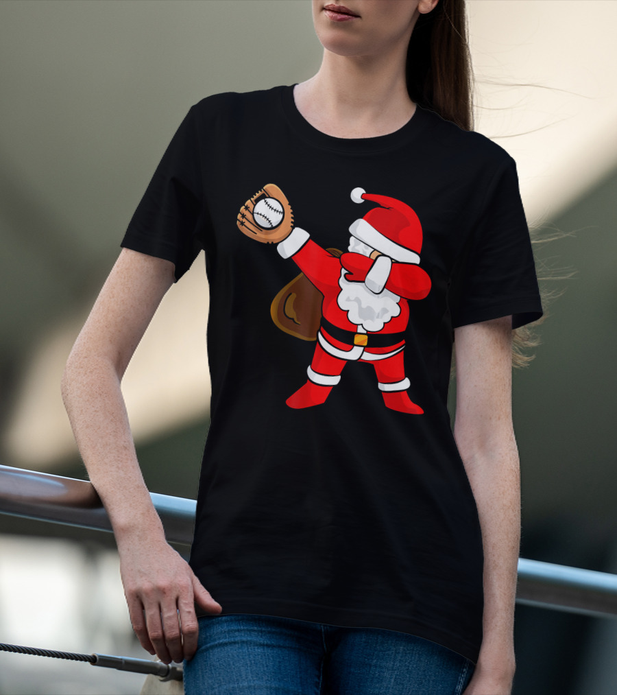 Santa Dabbing With Baseball Glove T-Shirt