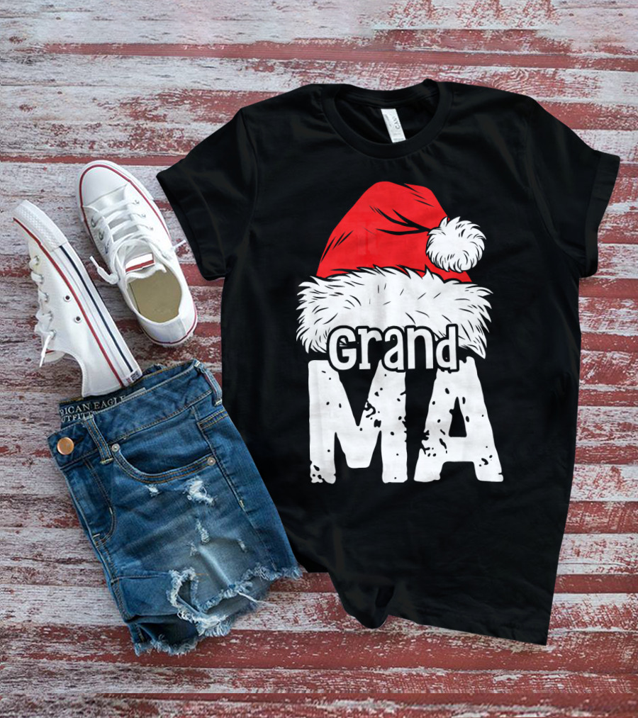 Grandma Santa Christmas Hat Family T-Shirt