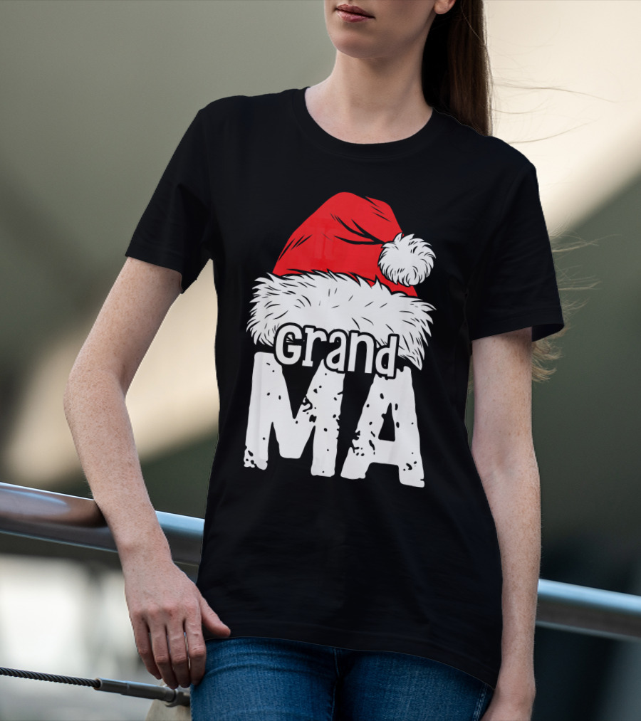 Grandma Santa Christmas Hat Family T-Shirt