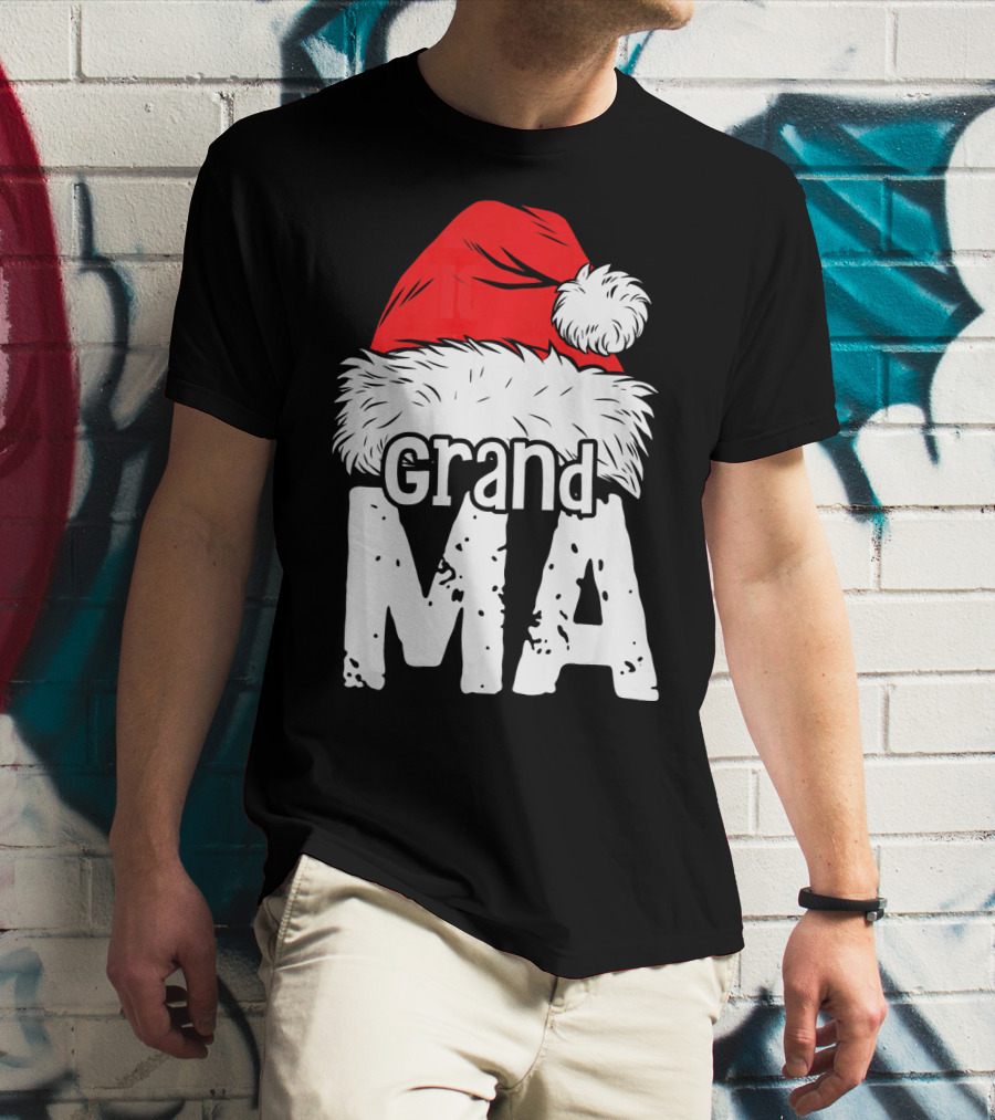 Grandma Santa Christmas Hat Family T-Shirt