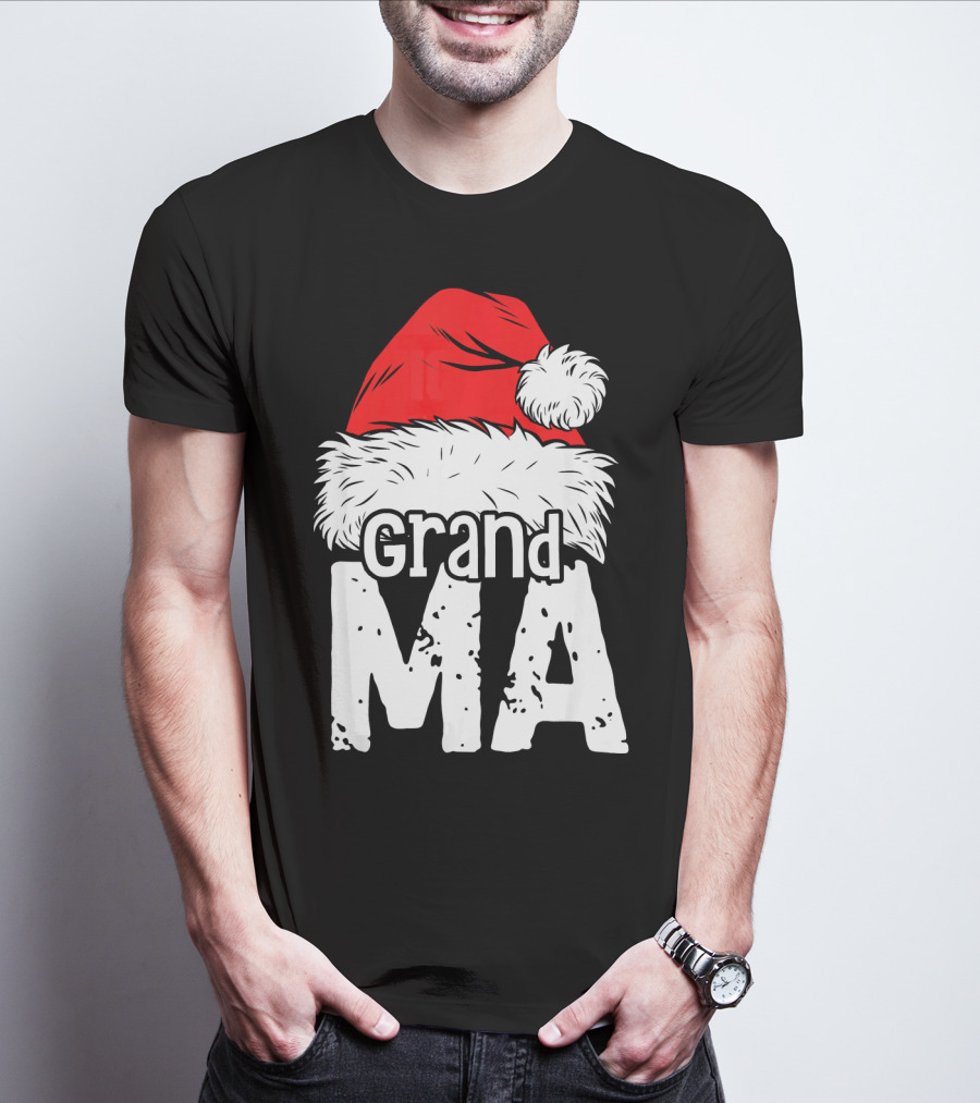 Grandma Santa Christmas Hat Family T-Shirt