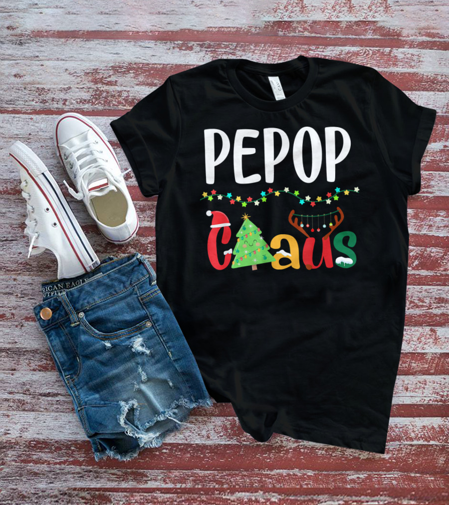 Mens PePop Claus Funny Xmas Santa Grandpa T-Shirt