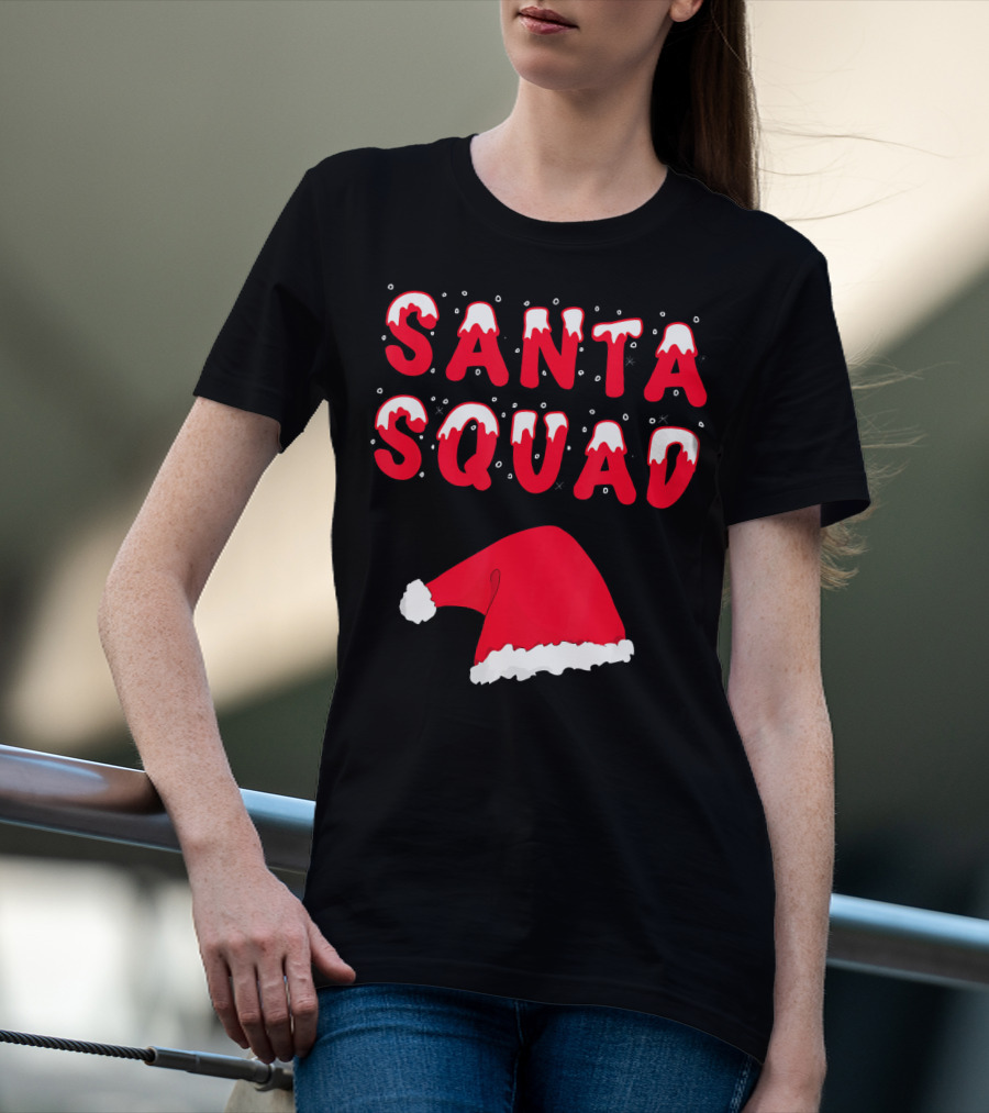Funny Christmas Santa Squad Santa Hat T-Shirt