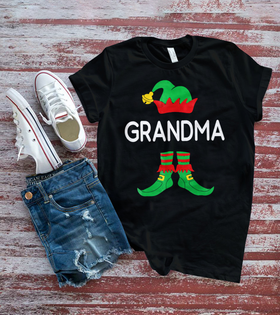 GRANDMA Elf Hat And Shoes Holiday T-Shirt