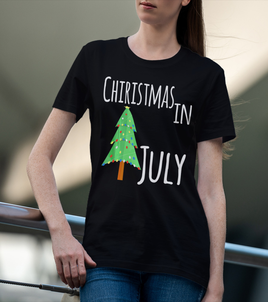 Christmas In July Tree Lights Festive Summer T-Shirt