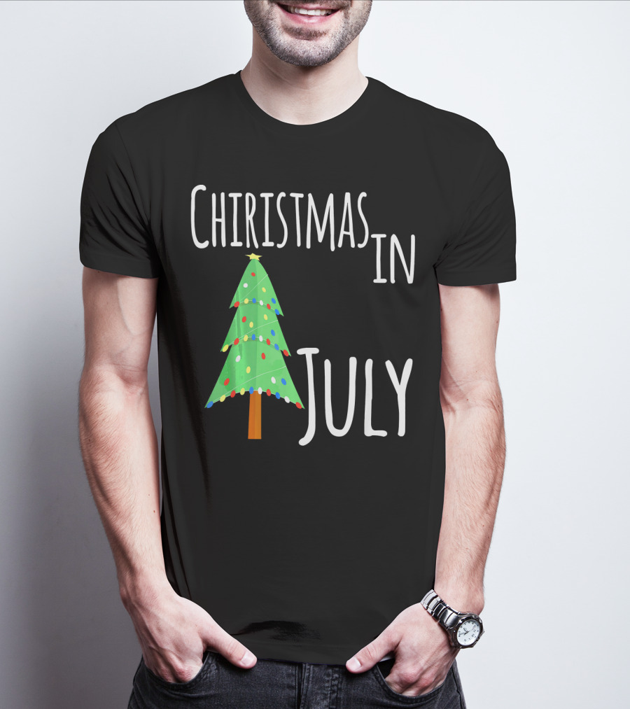 Christmas In July Tree Lights Festive Summer T-Shirt