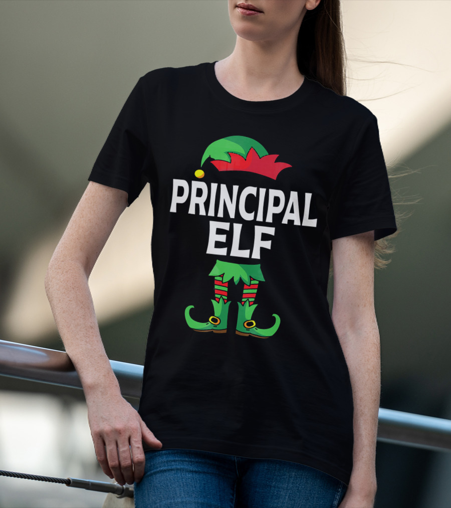 Principal Elf Green And Red Costume Matching Family Group T-Shirt