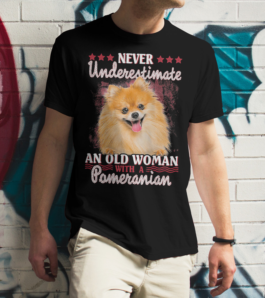 NEVER UNDERESTIMATE AN OLD WOMAN WITH A POMERANIAN T-Shirt