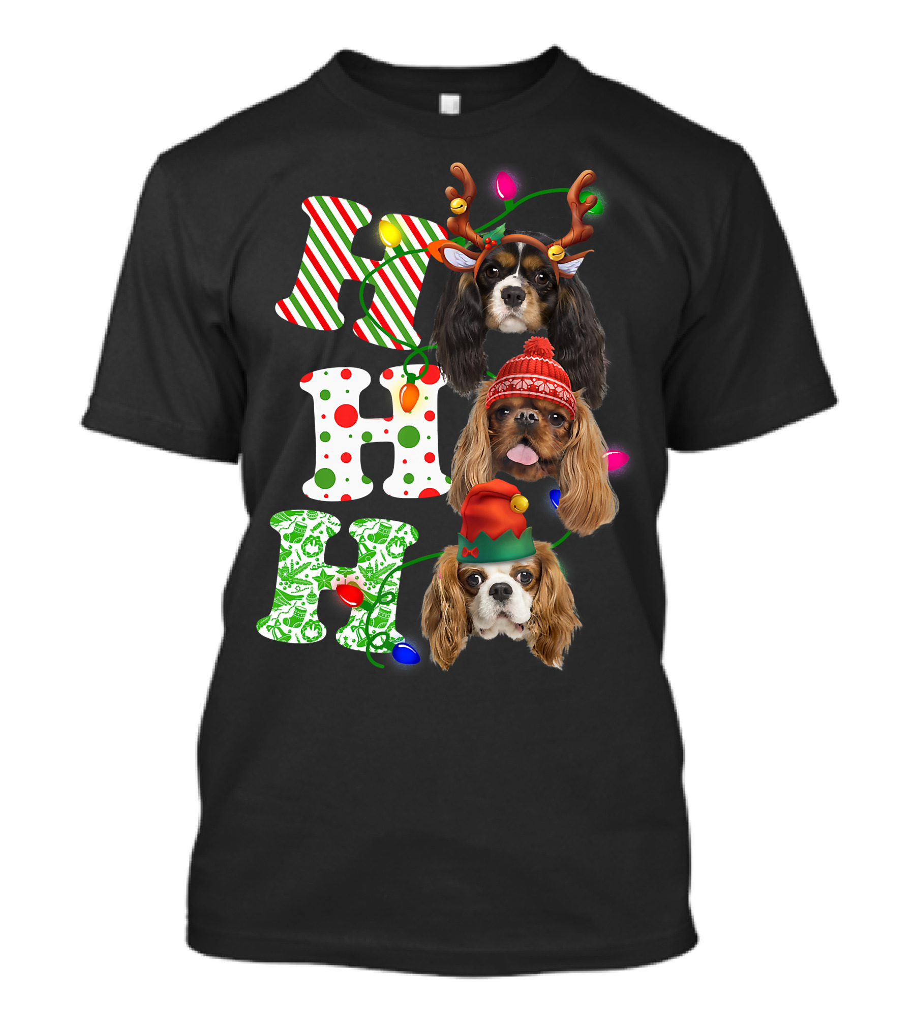 Ho Ho Ho Christmas Cavalier King Charles Spaniel Festive Dogs T-Shirt