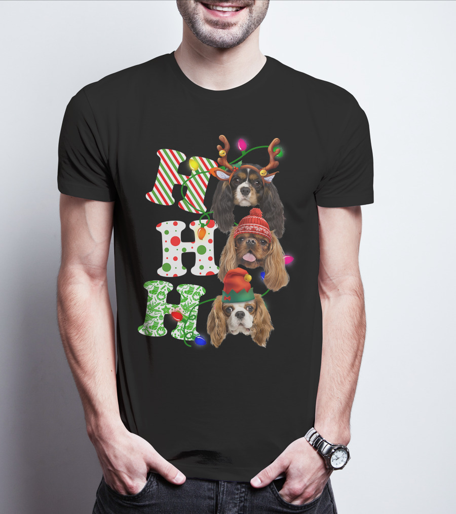 Ho Ho Ho Christmas Cavalier King Charles Spaniel Festive Dogs T-Shirt