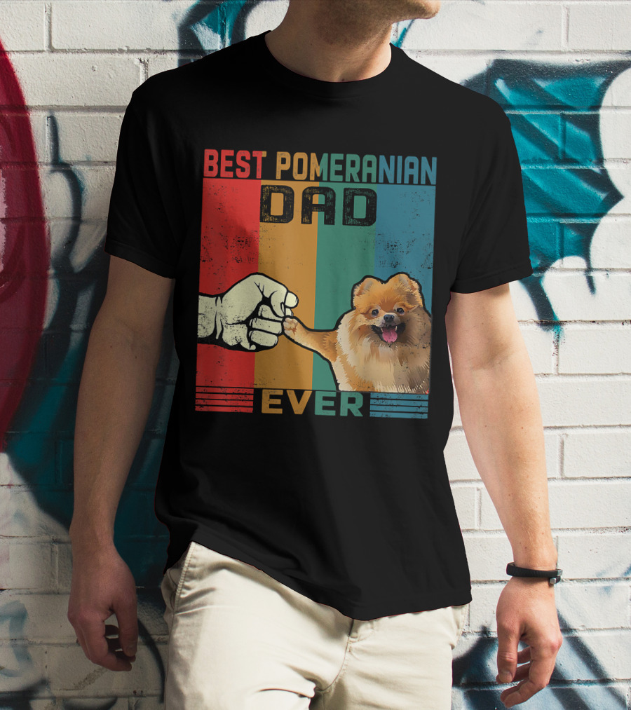 Best Pomeranian Dad Ever Vintage Fist Bump T-Shirt