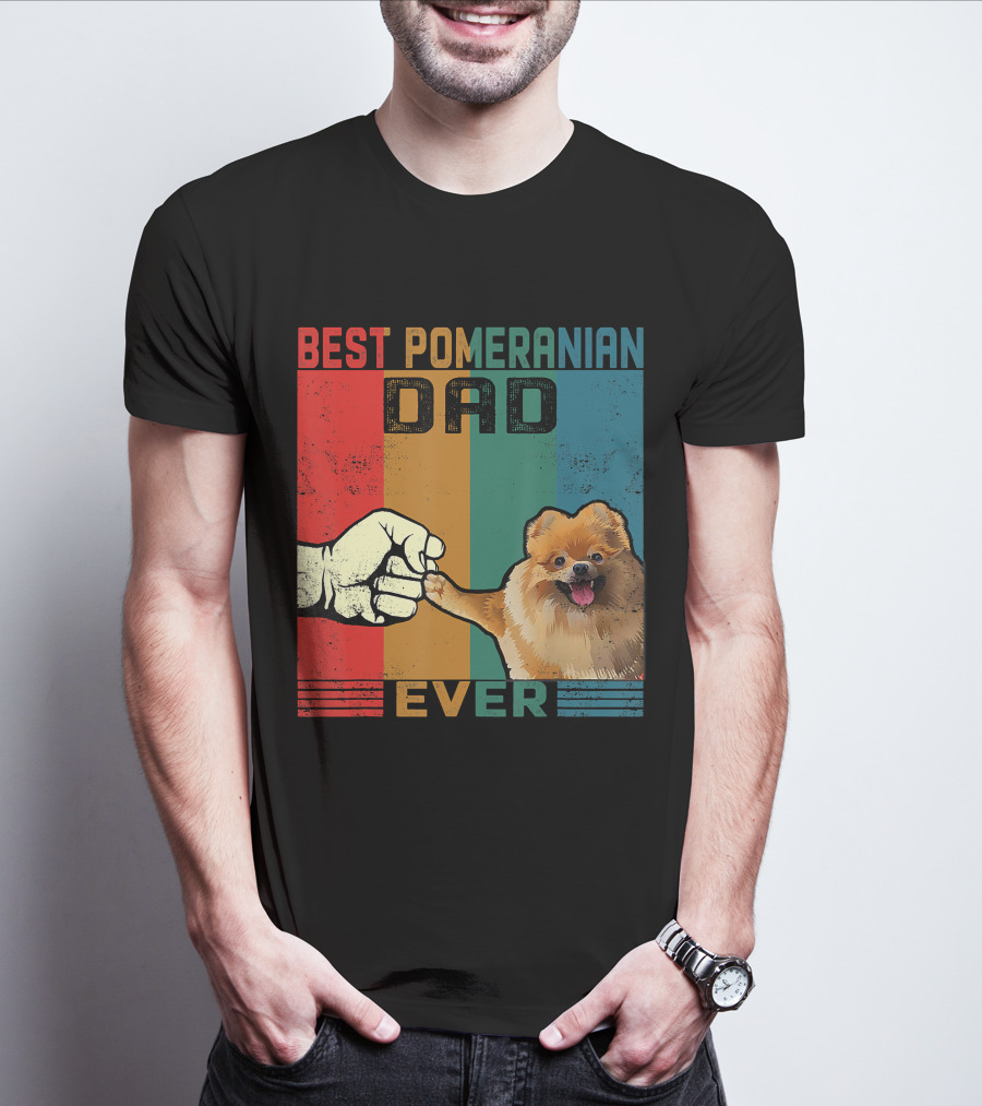 Best Pomeranian Dad Ever Vintage Fist Bump T-Shirt