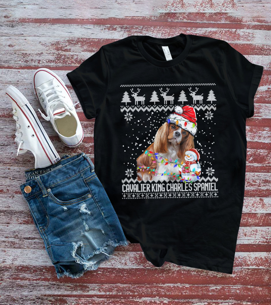 Cavalier King Charles Spaniel Christmas Santa Snowman Reindeer T-Shirt