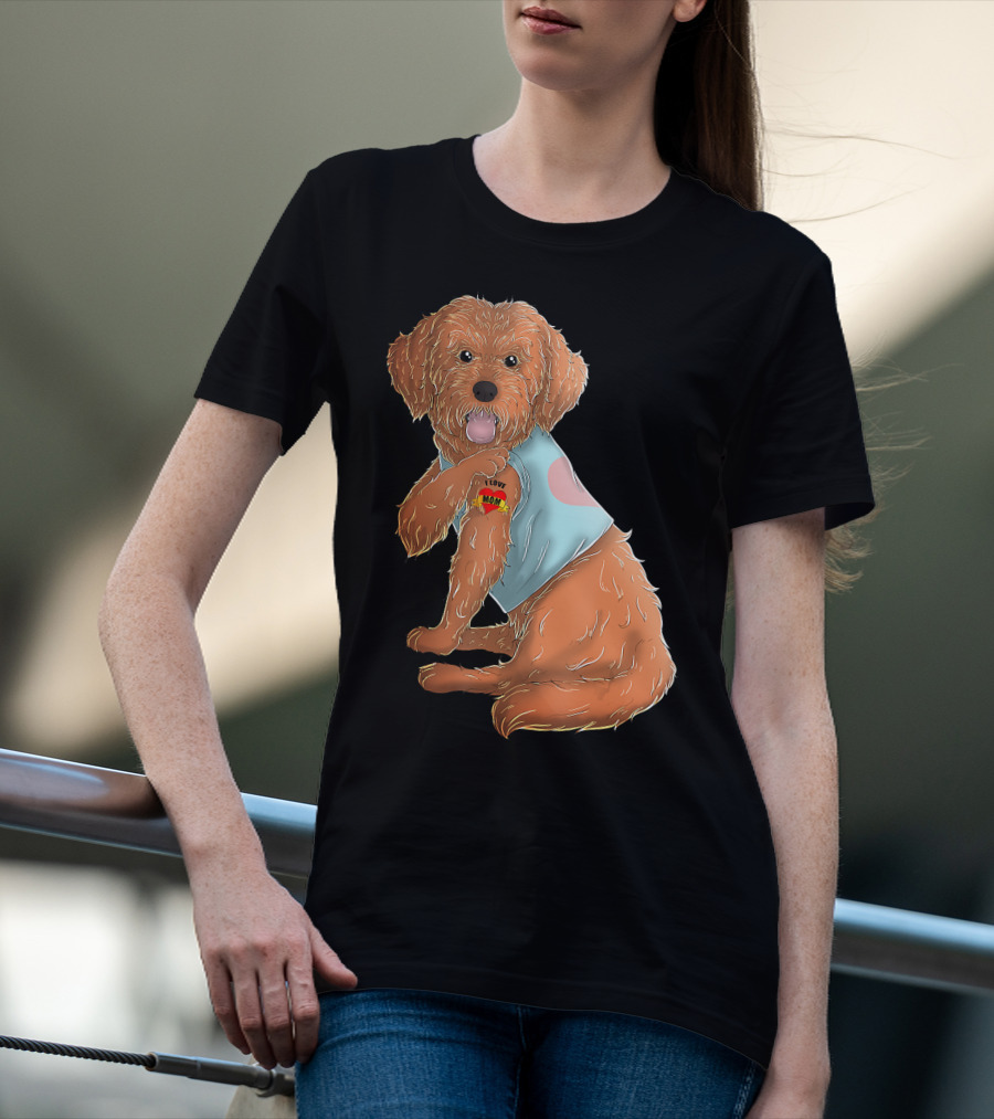 Cockapoo Dog I Love Mom Tattoo T-Shirt
