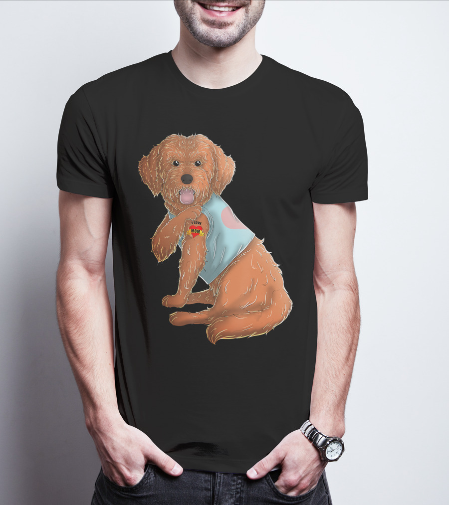 Cockapoo Dog I Love Mom Tattoo T-Shirt