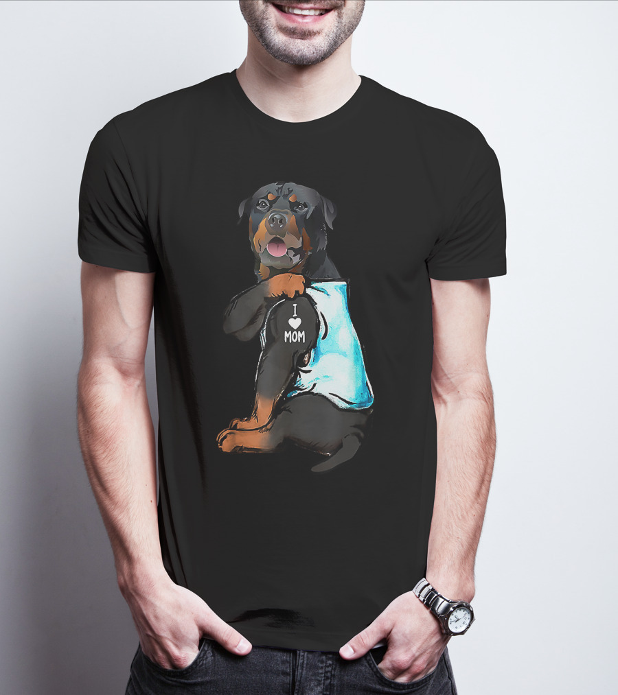 I Love Mom Rottweiler Tattoo T-Shirt