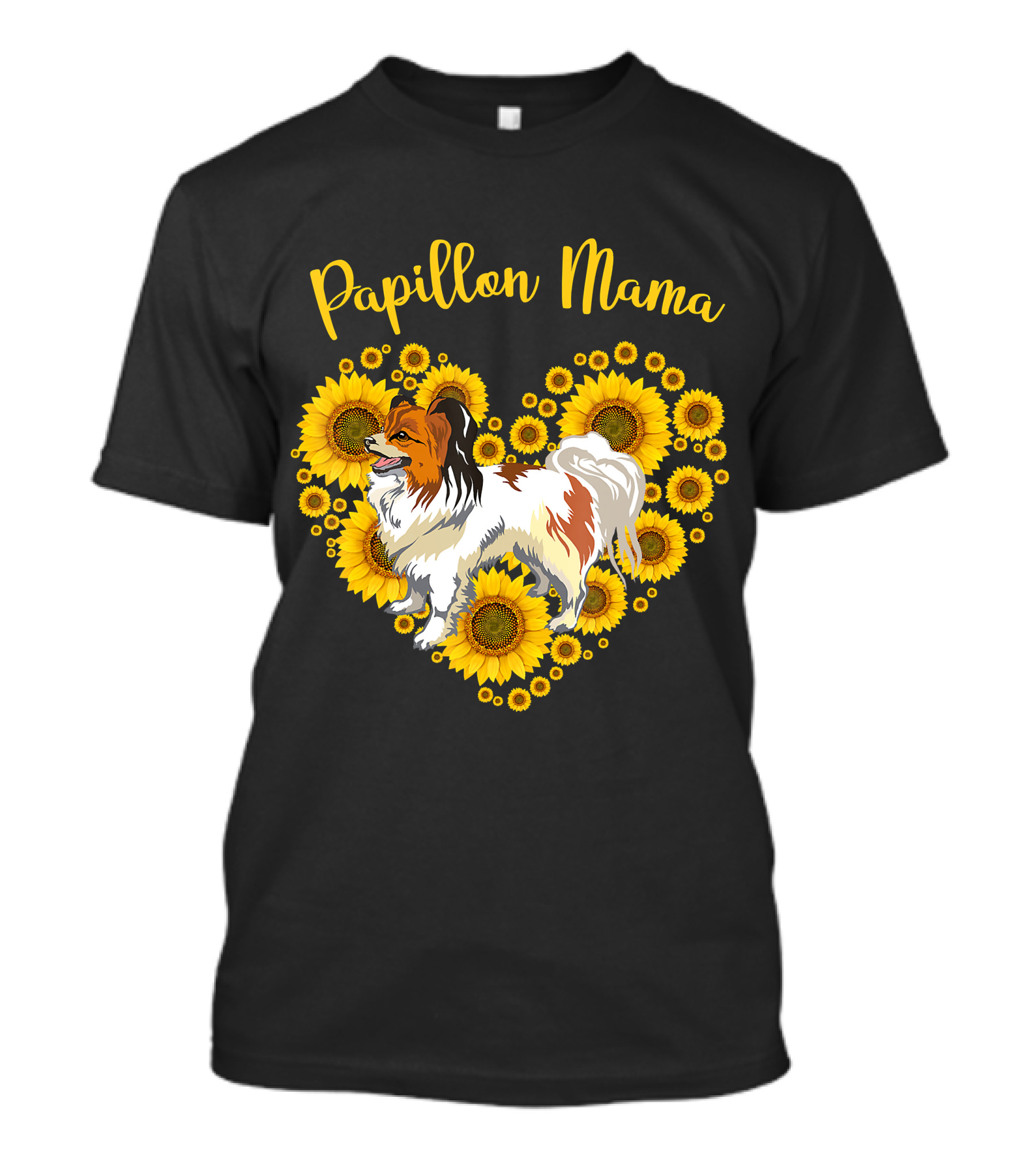 Papillon Mama Sunflower Heart T-Shirt