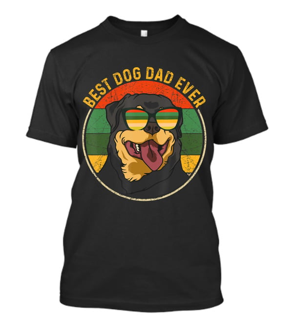 Best Dog Dad Ever Retro Vintage Rottweiler Sunglasses T-Shirt