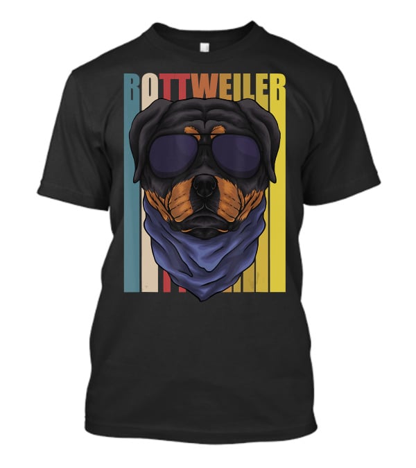 Retro Vintage Rottweiler Dog Eyeglasses Bandana T-Shirt
