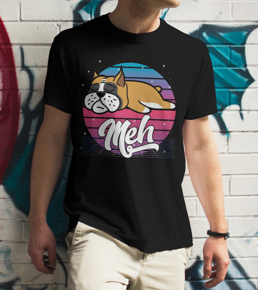 Meh Vaporwave Aesthetic Otaku Meme Retro Dog T-Shirt