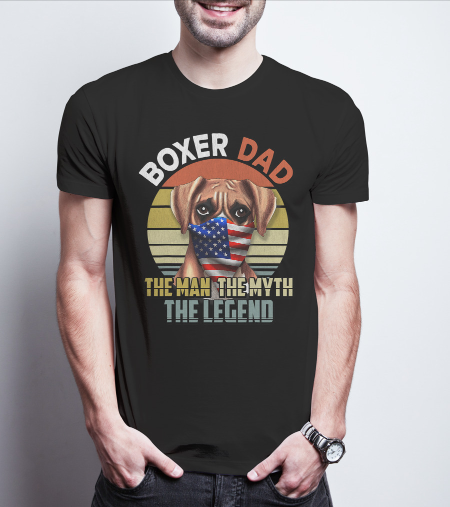 Boxer Dad US Flag Face Mask The Man The Myth The Legend T-Shirt