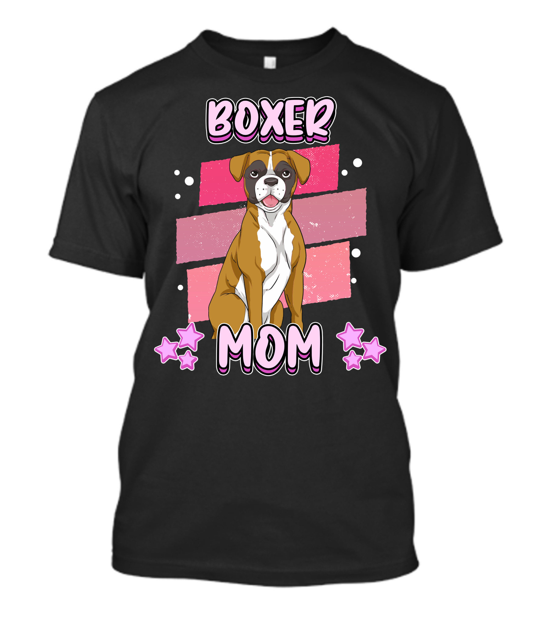 Boxer Mom Pink Stars Funny Dog Saying T-Shirt
