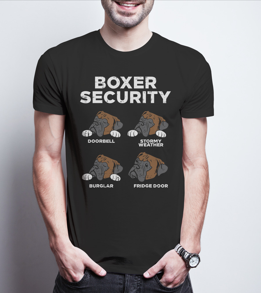 Boxer Security Doorbell Stormy Weather Burglar Fridge Door T-Shirt