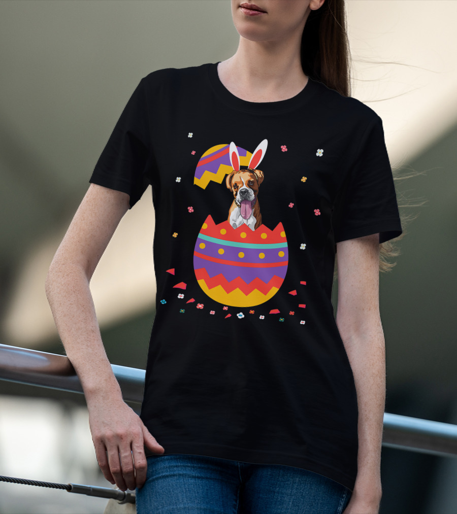 Bunny Ears Dog In Colorful Easter Egg For Cute Easter Day T-Shirt