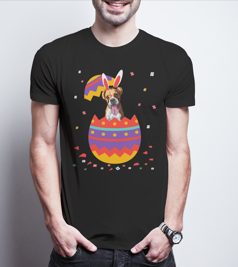 Bunny Ears Dog In Colorful Easter Egg For Cute Easter Day T-Shirt