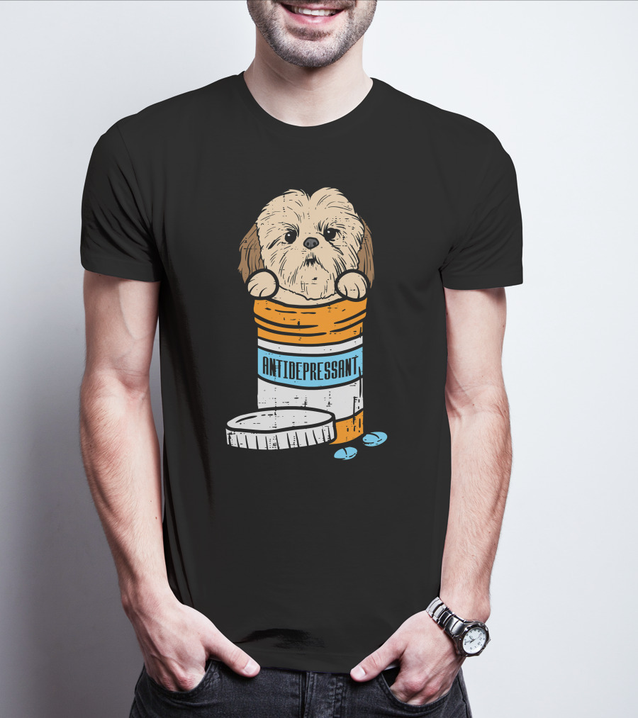 Antidepressant Shih Tzu Cute Animal Pet Dog Pill Bottle T-Shirt