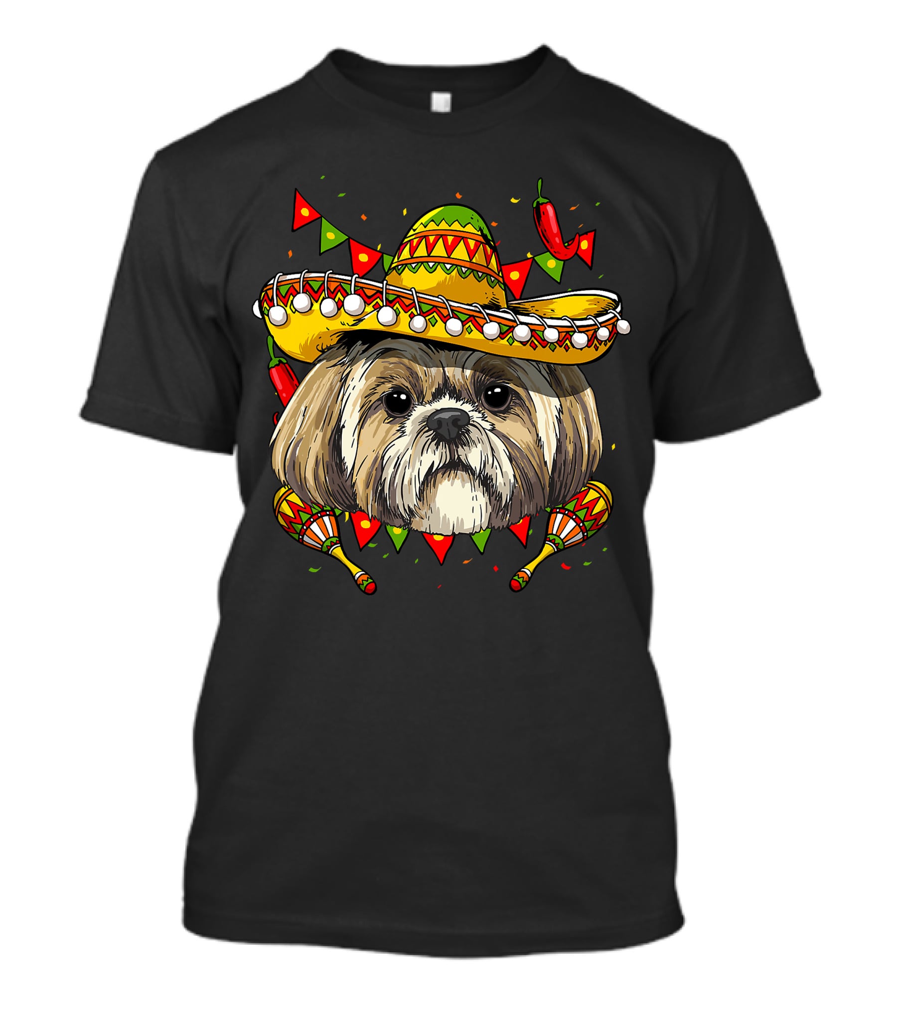 Cinco De Mayo Shih Tzu Sombrero Men Women Kids Festive Dog Maracas Fiesta T-Shirt
