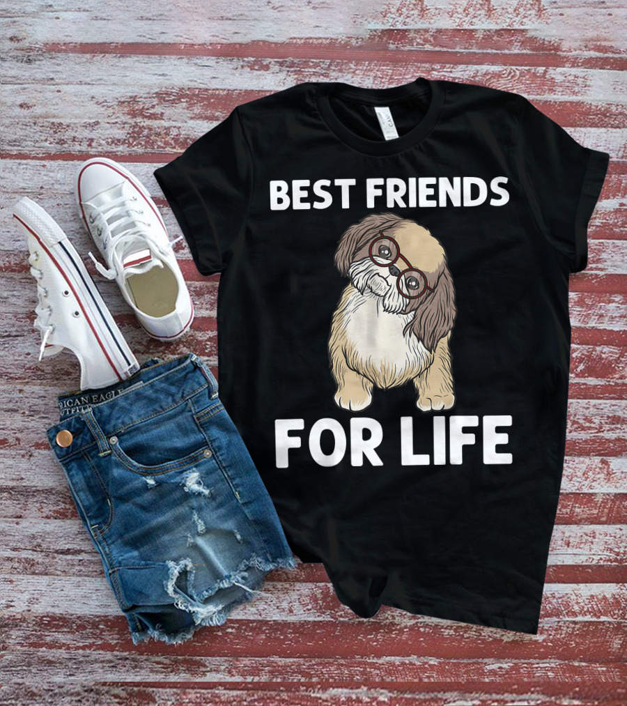 Best Friends For Life Cool Shih Tzu Puppy Pet T-Shirt