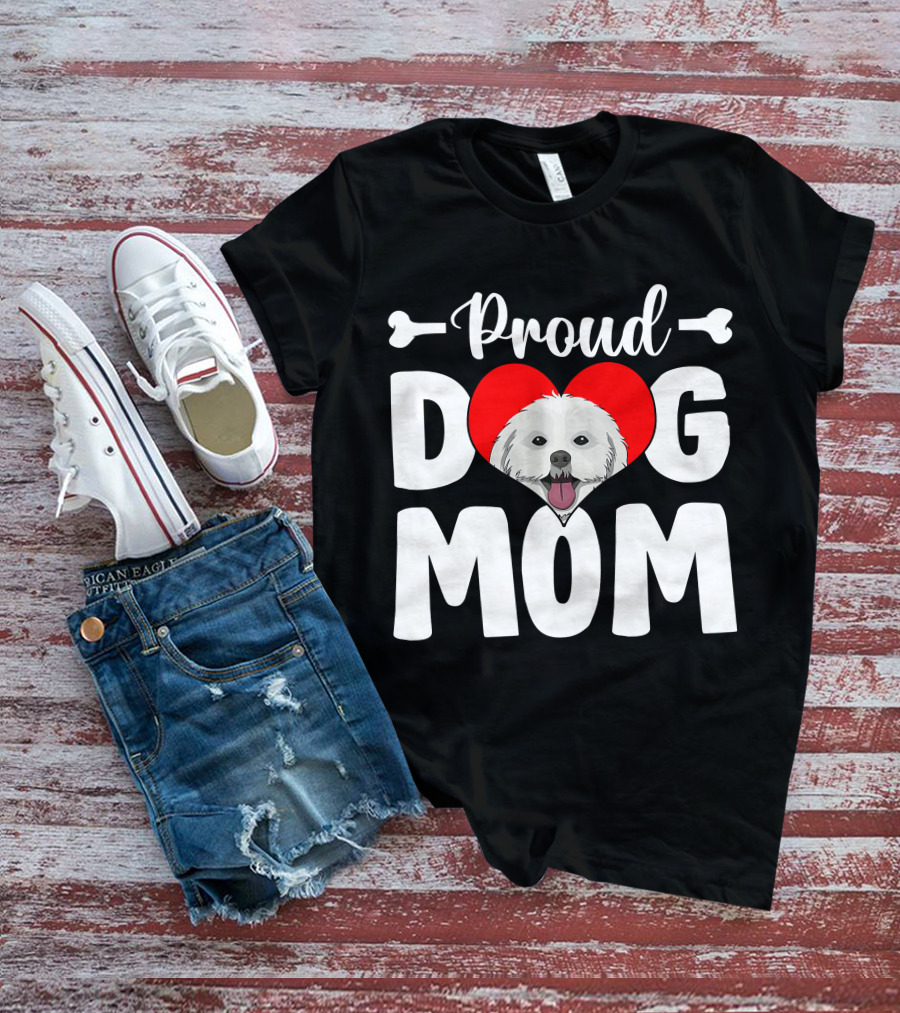 Proud Shih Tzu Dog Mom Heart T-Shirt