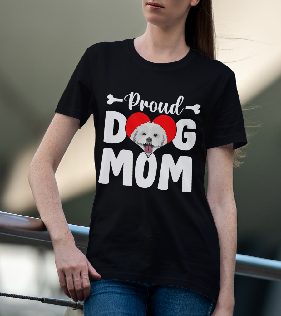 Proud Shih Tzu Dog Mom Heart T-Shirt