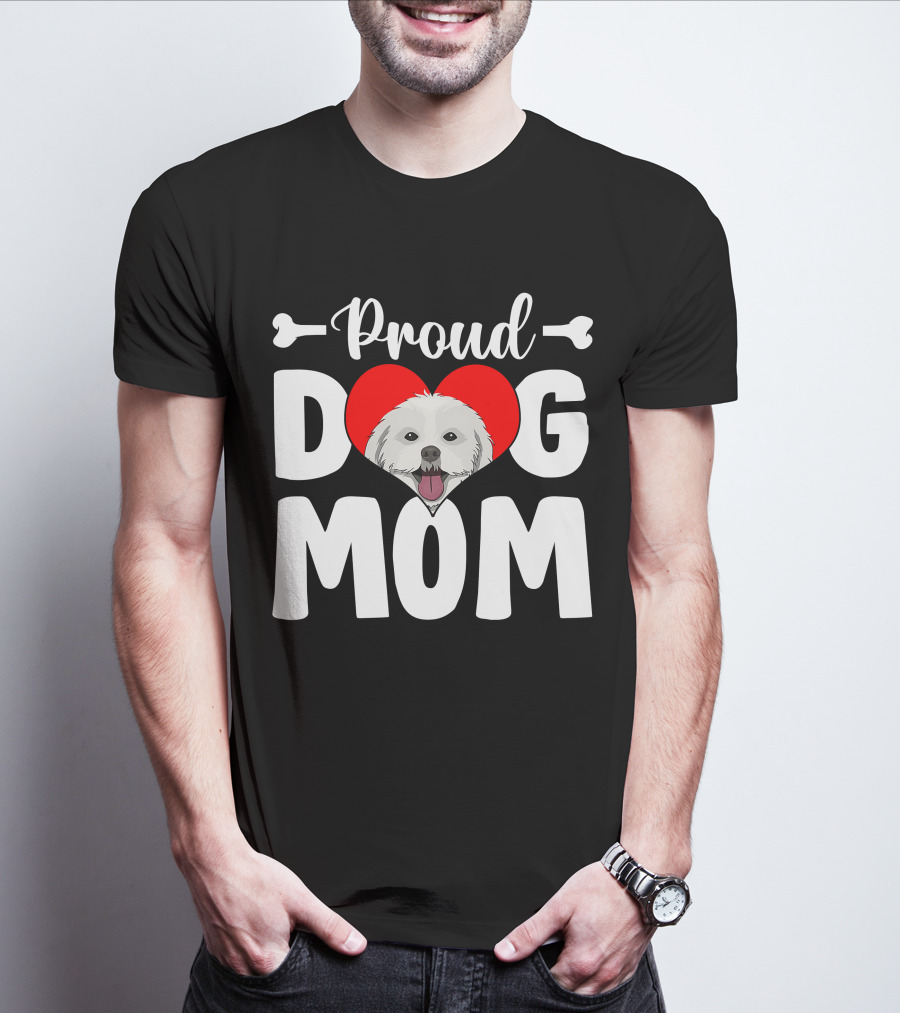 Proud Shih Tzu Dog Mom Heart T-Shirt