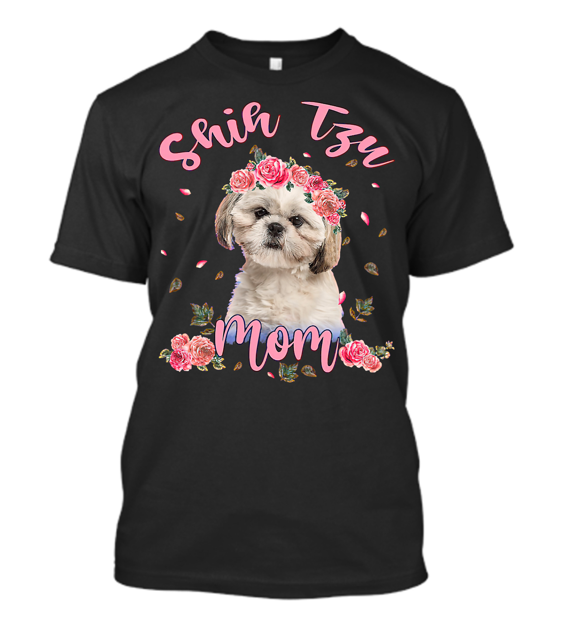 Shih Tzu Mom Flower Dog Lover Women Gifts T-Shirt