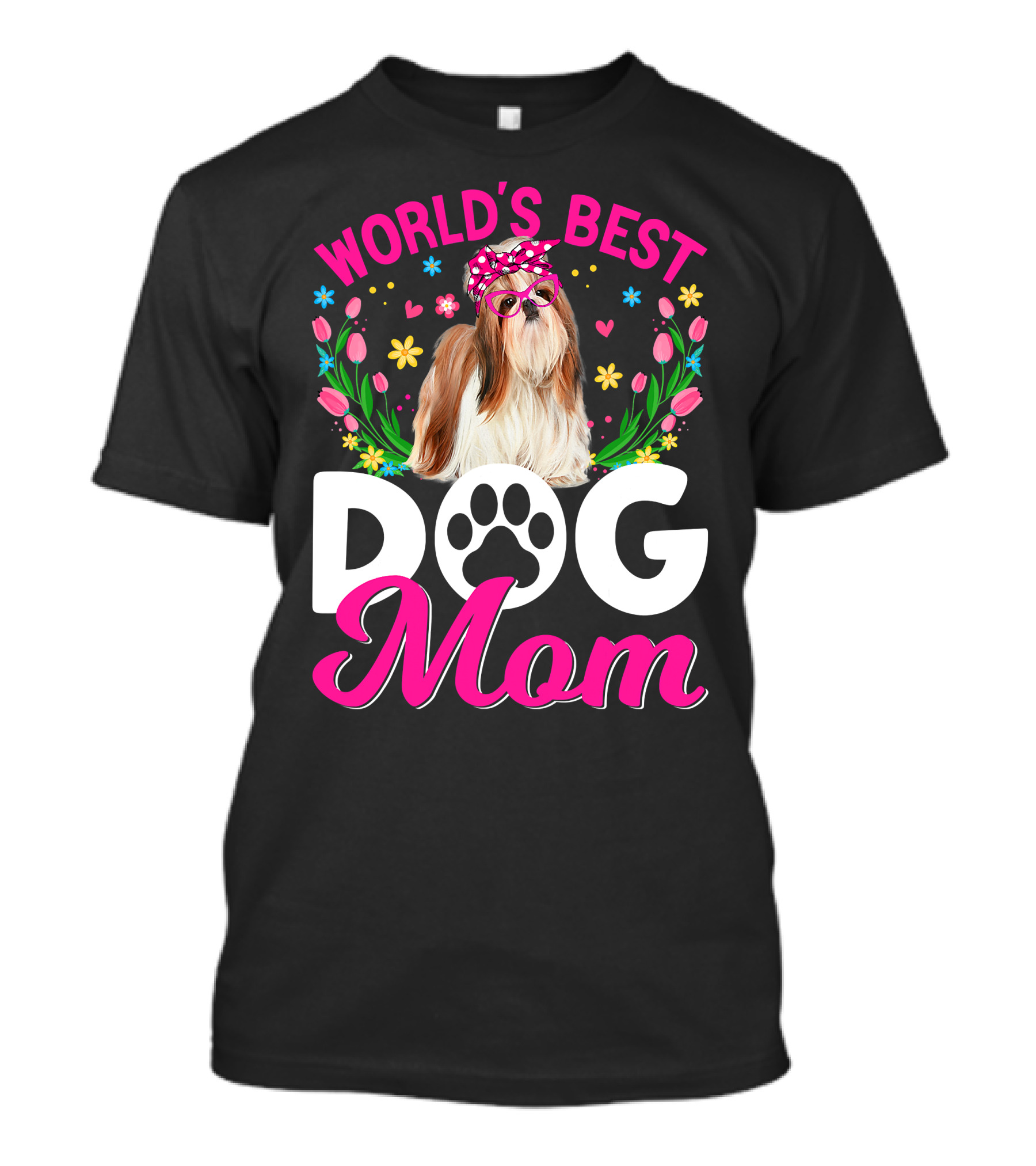 World's Best Shih Tzu Dog Mom Floral T-Shirt