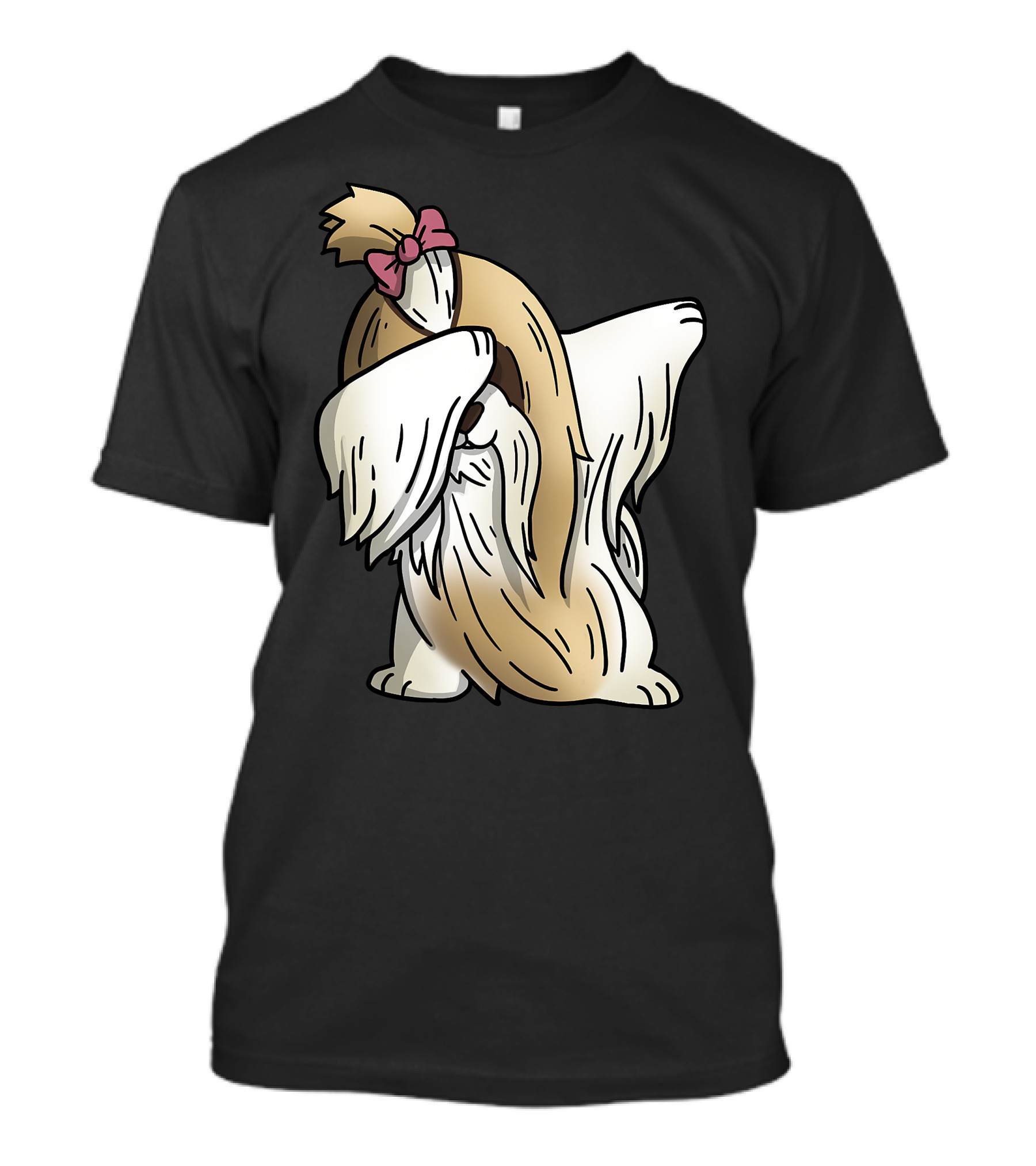 Dabbing Shih Tzu Dab Dance Long-Coated Dog With Bow T-Shirt