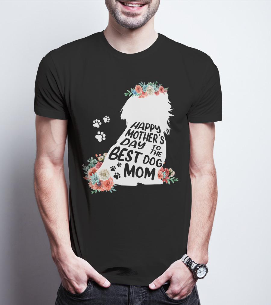 Happy Mother's Day To The Best Shih Tzu Mom Dog Flowers T-Shirt