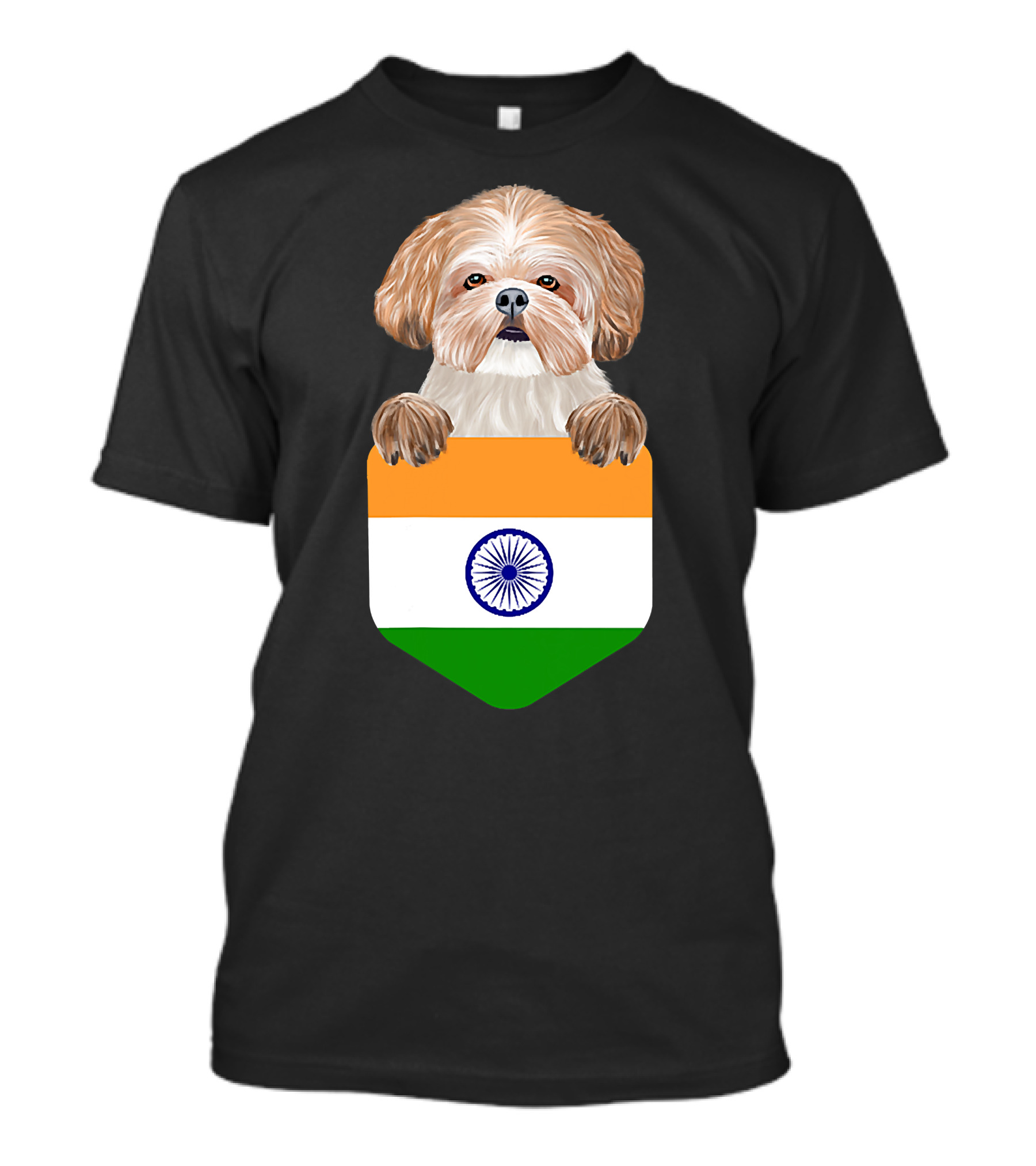 India Flag Shih Tzu Dog Pocket Companion T-Shirt