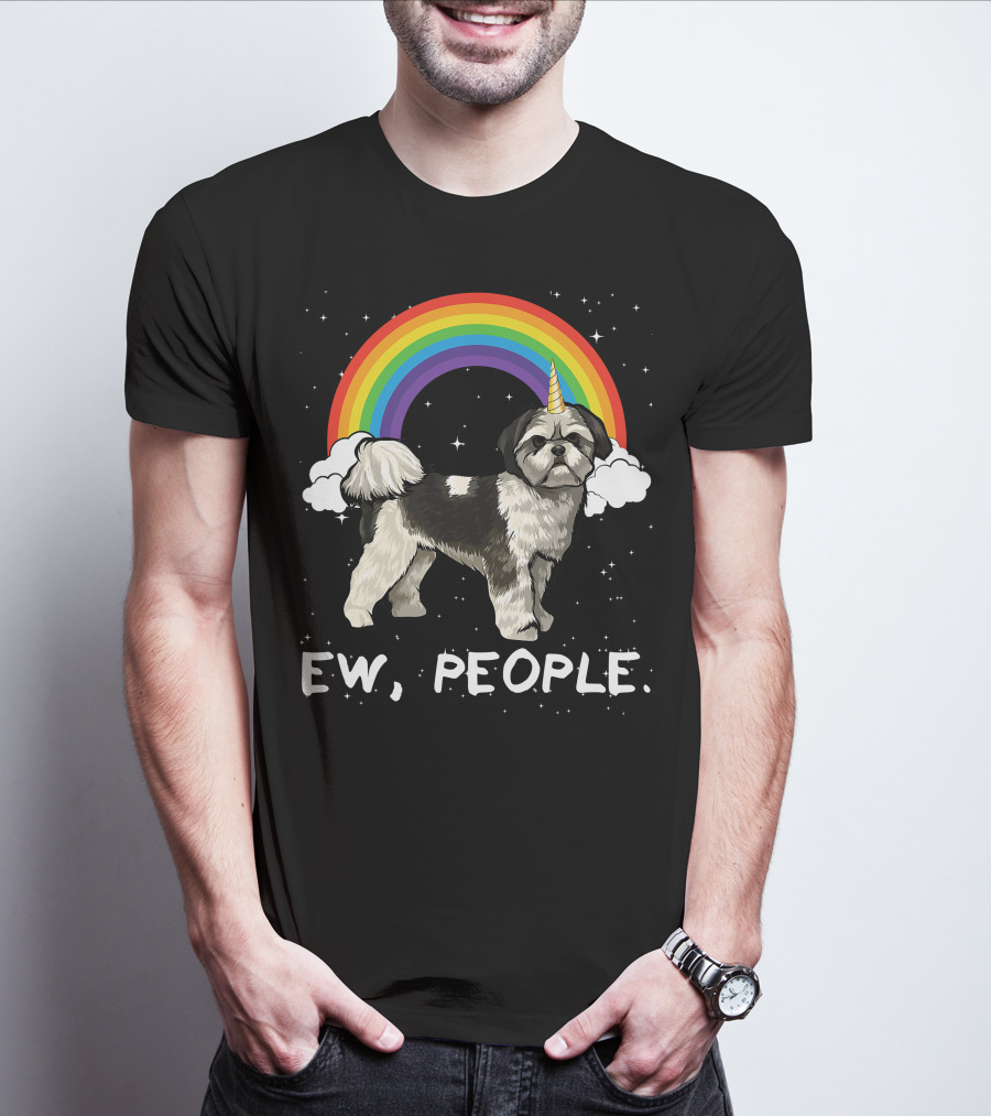 Rainbow Shih Tzu Unicorn Ew People T-Shirt