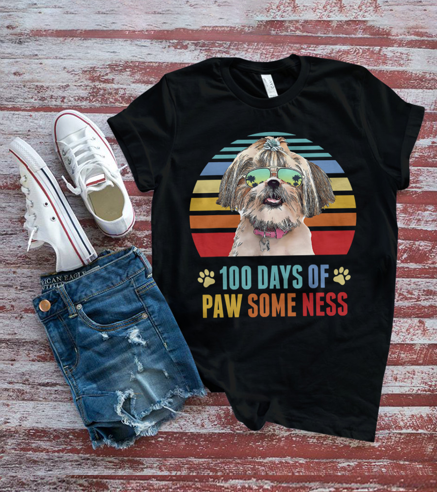 100 Days Of Pawsomeness Shih Tzu Dog T-Shirt
