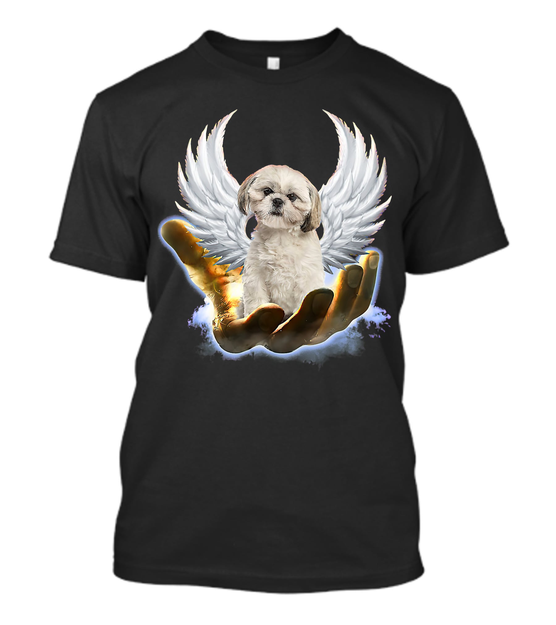 Shih Tzu God Golden Hand Heaven Wings Mens Womens T-Shirt