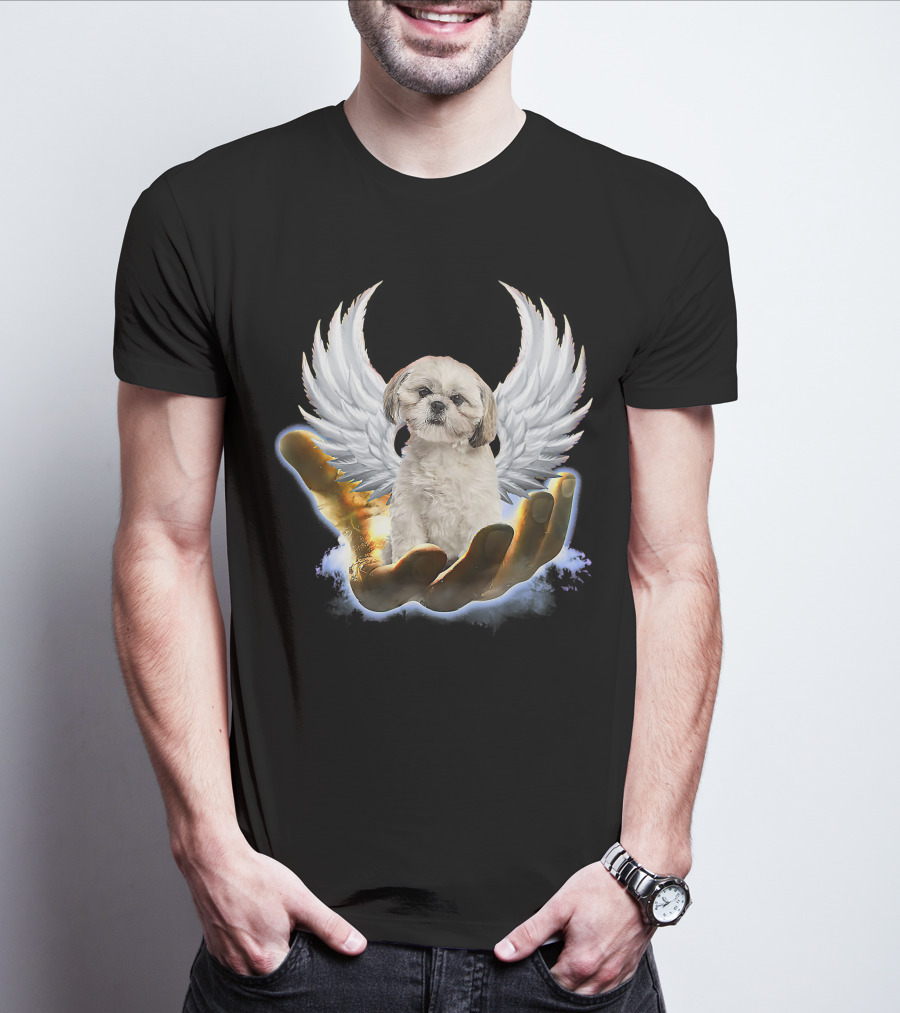 Shih Tzu God Golden Hand Heaven Wings Mens Womens T-Shirt