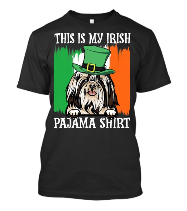 St Patrick's Day Shih Tzu Irish Flag Hat Pajama Vibe T-Shirt
